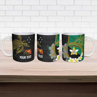 Personalised PNG Enga Provins Ceramic Mug Papua New Guinea Plumeria Melanesian Pattern - Polynesian Pride