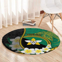 Personalised PNG Enga Provins Round Carpet Papua New Guinea Plumeria Melanesian Pattern - Polynesian Pride