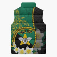 Personalised PNG Enga Provins Sleeveless Puffer Jacket Papua New Guinea Plumeria Melanesian Pattern - Polynesian Pride