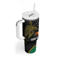 Personalised PNG Enga Provins Tumbler With Handle Papua New Guinea Plumeria Melanesian Pattern - Polynesian Pride