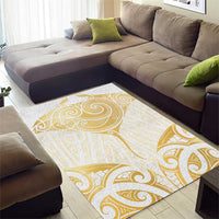 Gold White New Zealand Manta Ray Area Rug Aotearoa Maori Haehae - Polynesian Pride