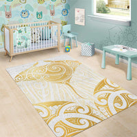 Gold White New Zealand Manta Ray Area Rug Aotearoa Maori Haehae - Polynesian Pride