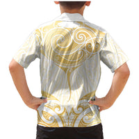 Gold White New Zealand Manta Ray Family Matching Mermaid Dress and Hawaiian Shirt Aotearoa Maori Haehae LT14 - Polynesian Pride