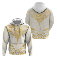 Gold White New Zealand Manta Ray Hoodie Aotearoa Maori Haehae - Polynesian Pride