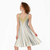 Gold White New Zealand Manta Ray Midi Dress Aotearoa Maori Haehae - Polynesian Pride