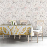 Gold White New Zealand Manta Ray Tablecloth Aotearoa Maori Haehae - Polynesian Pride