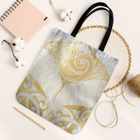 Gold White New Zealand Manta Ray Tote Bag Aotearoa Maori Haehae - Polynesian Pride