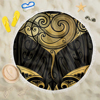 Gold Black New Zealand Manta Ray Beach Blanket Aotearoa Maori Haehae - Polynesian Pride