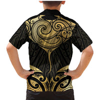 Gold Black New Zealand Manta Ray Family Matching Mermaid Dress and Hawaiian Shirt Aotearoa Maori Haehae LT14 - Polynesian Pride