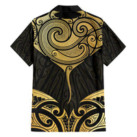 Gold Black New Zealand Manta Ray Family Matching Short Sleeve Bodycon Dress and Hawaiian Shirt Aotearoa Maori Haehae LT14 - Polynesian Pride