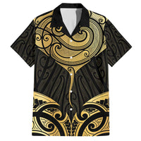 Gold Black New Zealand Manta Ray Family Matching Tank Maxi Dress and Hawaiian Shirt Aotearoa Maori Haehae - Polynesian Pride