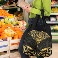 Gold Black New Zealand Manta Ray Grocery Bag Aotearoa Maori Haehae - Polynesian Pride