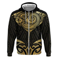 Gold Black New Zealand Manta Ray Hoodie Aotearoa Maori Haehae - Polynesian Pride