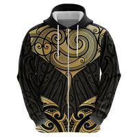 Gold Black New Zealand Manta Ray Hoodie Aotearoa Maori Haehae - Polynesian Pride