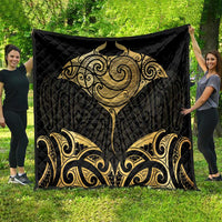 Gold Black New Zealand Manta Ray Quilt Aotearoa Maori Haehae - Polynesian Pride