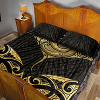Gold Black New Zealand Manta Ray Quilt Bed Set Aotearoa Maori Haehae - Polynesian Pride