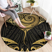 Gold Black New Zealand Manta Ray Round Carpet Aotearoa Maori Haehae - Polynesian Pride