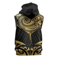 Gold Black New Zealand Manta Ray Sleeveless Hoodie Aotearoa Maori Haehae - Polynesian Pride