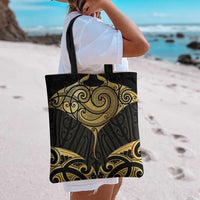 Gold Black New Zealand Manta Ray Tote Bag Aotearoa Maori Haehae - Polynesian Pride