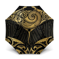 Gold Black New Zealand Manta Ray Umbrella Aotearoa Maori Haehae - Polynesian Pride