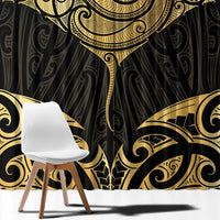 Gold Black New Zealand Manta Ray Window Curtain Aotearoa Maori Haehae - Polynesian Pride