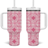 Alaka Hawaii Iwa Bird Palaka Motifs Tumbler With Handle LT14 One Size: 40 oz Pink - Polynesian Pride