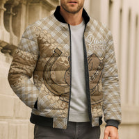 Makue Hawaii Cowboy Palaka Motifs Personalised Bomber Puffer Jacket Paniolo Festival Puakenikeni Lei LT14 - Polynesian Pride