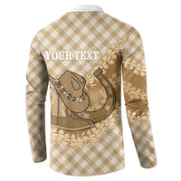 Makue Hawaii Cowboy Palaka Motifs Personalised Button Sweatshirt Paniolo Festival Puakenikeni Lei LT14 - Polynesian Pride