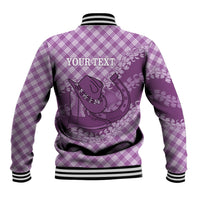 Poni Hawaii Cowboy Palaka Motifs Personalised Baseball Jacket Paniolo Festival Puakenikeni Lei LT14 - Polynesian Pride