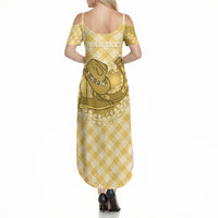 Melemele Hawaii Cowboy Palaka Motifs Personalised Summer Maxi Dress Paniolo Festival Puakenikeni Lei LT14 - Polynesian Pride