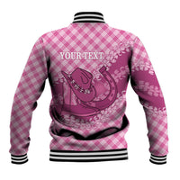 Alaka Hawaii Cowboy Palaka Motifs Personalised Baseball Jacket Paniolo Festival Puakenikeni Lei LT14 - Polynesian Pride