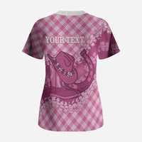 Alaka Hawaii Cowboy Palaka Motifs Personalised Scrub Top Paniolo Festival Puakenikeni Lei LT14 - Polynesian Pride