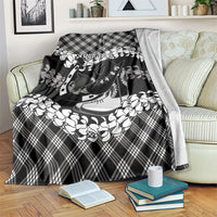 Eleele Hawaii Cowboy Palaka Motifs Personalised Blanket Paniolo Festival Puakenikeni Lei LT14 Black - Polynesian Pride