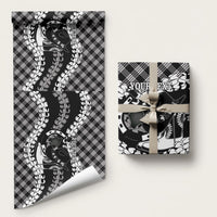 Eleele Hawaii Cowboy Palaka Motifs Personalised Wrapping Paper Paniolo Festival Puakenikeni Lei LT14 58" × 23" Black - Polynesian Pride