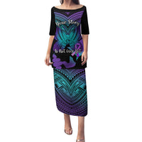 Suicide Awareness Your Story Is Not Over Yet Puletasi Polynesian Butterfly Tattoo LT14 Long Dress Purple - Polynesian Pride