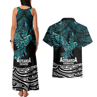 New Zealand Sulphur-crested Cockatoo Couples Matching Tank Maxi Dress and Hawaiian Shirt Aotearoa Maori Mix Paua Shell LT14 - Polynesian Pride