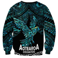 New Zealand Sulphur-crested Cockatoo Sweatshirt Aotearoa Maori Mix Paua Shell