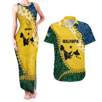 Malampa Province Couples Matching Tank Maxi Dress and Hawaiian Shirt Vanuatu Map - Plumeria Flag Color LT14 Yellow - Polynesian Pride