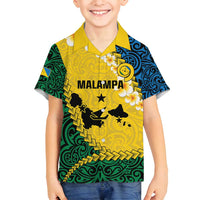 Malampa Province Family Matching Tank Maxi Dress and Hawaiian Shirt Vanuatu Map - Plumeria Flag Color