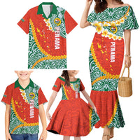 Penama Province Family Matching Mermaid Dress and Hawaiian Shirt Vanuatu Map - Plumeria Flag Color LT14 - Polynesian Pride