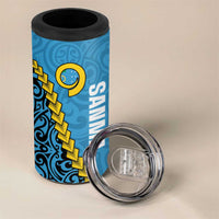 Sanma Province 4 in 1 Can Cooler Tumbler Vanuatu Pattern Myna Bird With Plumeria Flag Color