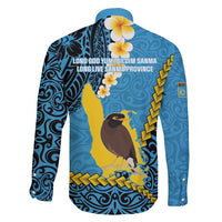 Sanma Province Family Matching Long Sleeve Bodycon Dress and Hawaiian Shirt Vanuatu Pattern Myna Bird - Plumeria Flag Color LT14 - Polynesian Pride