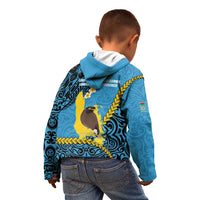 Sanma Province Kid Hoodie Vanuatu Pattern Myna Bird - Plumeria Flag Color
