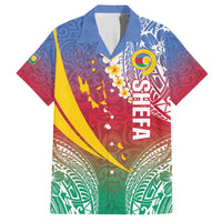 Shefa Province Family Matching Long Sleeve Bodycon Dress and Hawaiian Shirt Vanuatu Pattern Map - Plumeria Flag Color LT14 Dad's Shirt - Short Sleeve Red - Polynesian Pride