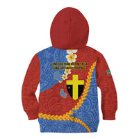 Tafea Province Kid Hoodie Vanuatu Pattern Map - Plumeria Flag Color
