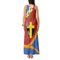 Tafea Province Tank Maxi Dress Vanuatu Pattern Map - Plumeria Flag Color