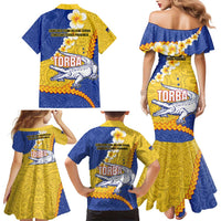 Torba Province Family Matching Mermaid Dress and Hawaiian Shirt Vanuatu Pattern Crocodile - Plumeria Flag Color LT14 - Polynesian Pride