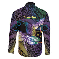 Personalized Polynesian Memorial Family Matching Tank Maxi Dress and Hawaiian Shirt Dragonflies Appear When Angels Are Near