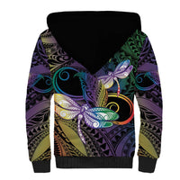 Personalized Polynesian Memorial Sherpa Hoodie Dragonflies Appear When Angels Are Near