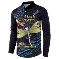 As Long As I Breathe You'll Be Remembered Button Sweatshirt Dragonflies Memorial - Polynesian Pattern LT14 - Polynesian Pride